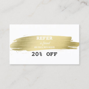 Elegant Gold Brush Stroke Makeup Artist Referral Card