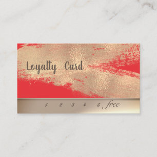 Elegant Gold Brush Stroke Red Loyalty Card
