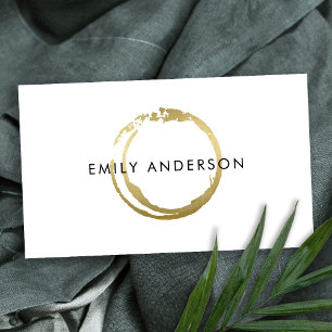 ELEGANT GOLD BRUSH STROKE STAIN CIRCLE MARK LOGO BUSINESS CARD