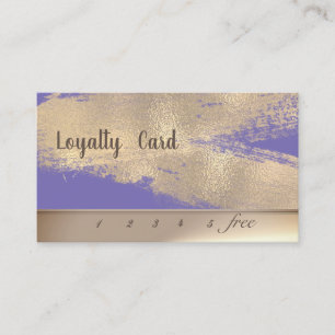 Elegant Gold Brush Stroke Violet Loyalty Card