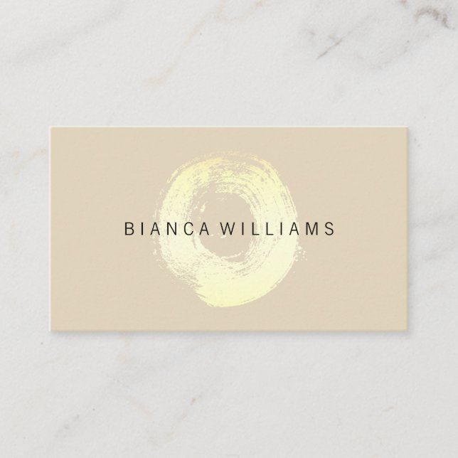 Elegant Gold Brushed Circle (beige) Business Card (Front)