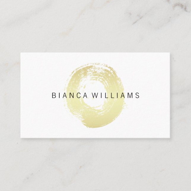 Elegant Gold Brushed Circle Business Card (Front)