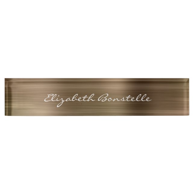Elegant Gold Brushed Metal Foil Handwriting Nameplate (Front)