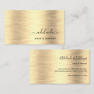 Elegant Gold Brushed Metallic Monogram Name Script Business Card