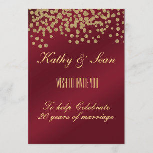 Elegant Gold & Burgundy Anniversary Invitation