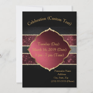 Elegant Gold & Burgundy Celebration Customised Invitation