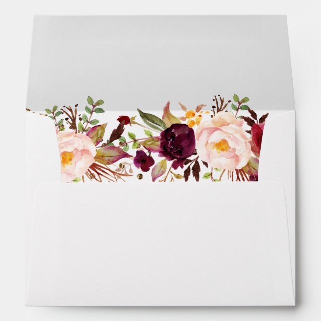 Elegant Gold Burgundy Floral Envelope (Back (Bottom))