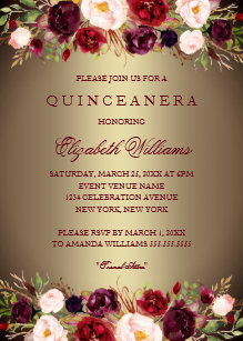 Floral Quinceanera Invitations Zazzle Co Uk