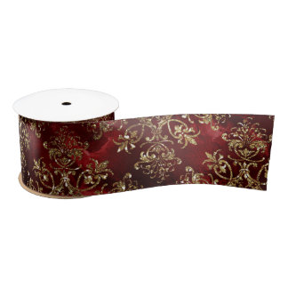 Elegant Gold Burgundy  Satin Ribbon