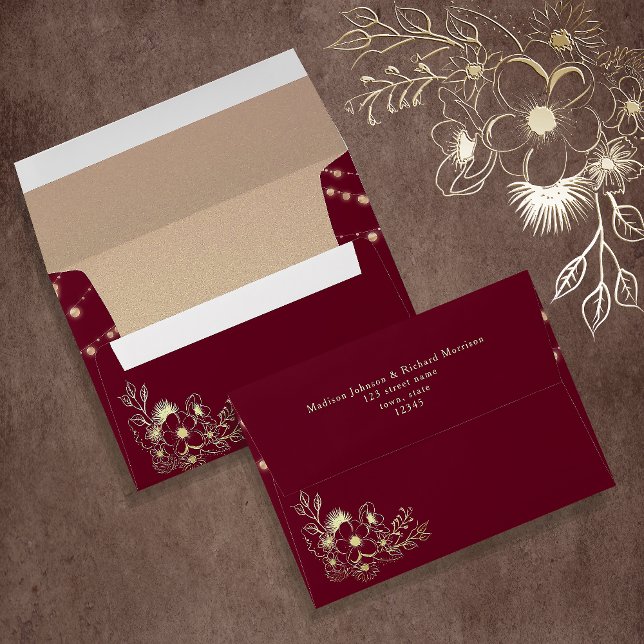 Elegant Gold Burgundy Wedding Envelope (Creator Uploaded)