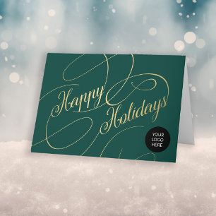 Elegant gold business corporate logo non-photo holiday card