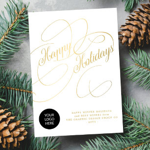 Elegant gold business corporate logo non-photo holiday card