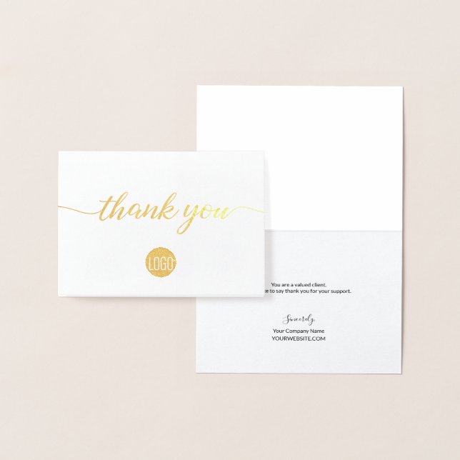 Elegant Gold Business logo Thank you Foil Card (Display)