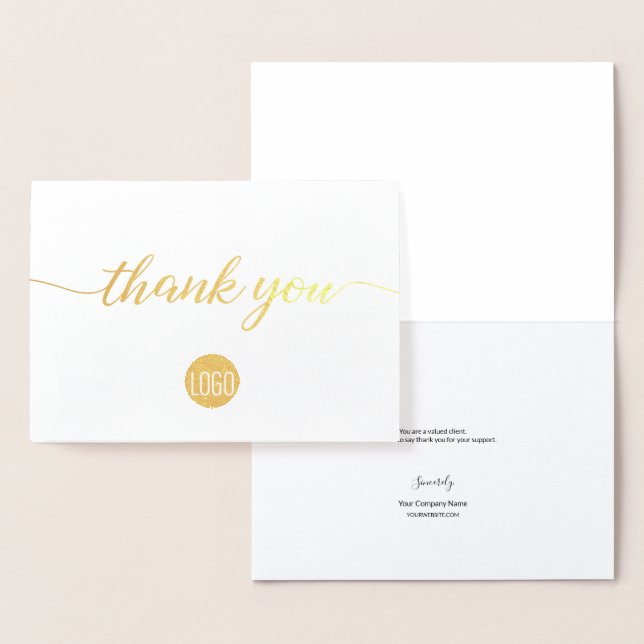 Elegant Gold Business logo Thank you Foil Foil Card (Display)