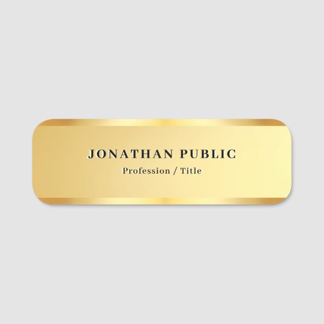 Elegant Gold Business Modern Simple Template Name Tag (Front)