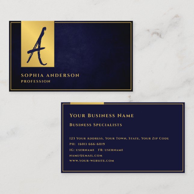  Elegant Gold Business Professional Texture Dark B Business Card (Front/Back)