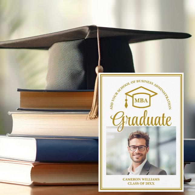 Elegant Gold Business School Graduation MBA Photo Announcement (Creator Uploaded)