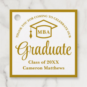 Elegant Gold Business School Graduation Party Favour Tags