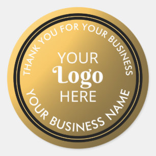 Elegant Gold Business Thank You Company Logo Classic Round Sticker