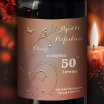 Elegant Gold Butterfly Birthday Wine Label<br><div class="desc">Elegant wine label featuring gold stylised floral swirls and butterflies on an artistic background.
Beautiful for a birthday celebration and customisable for any other event or occasion.</div>