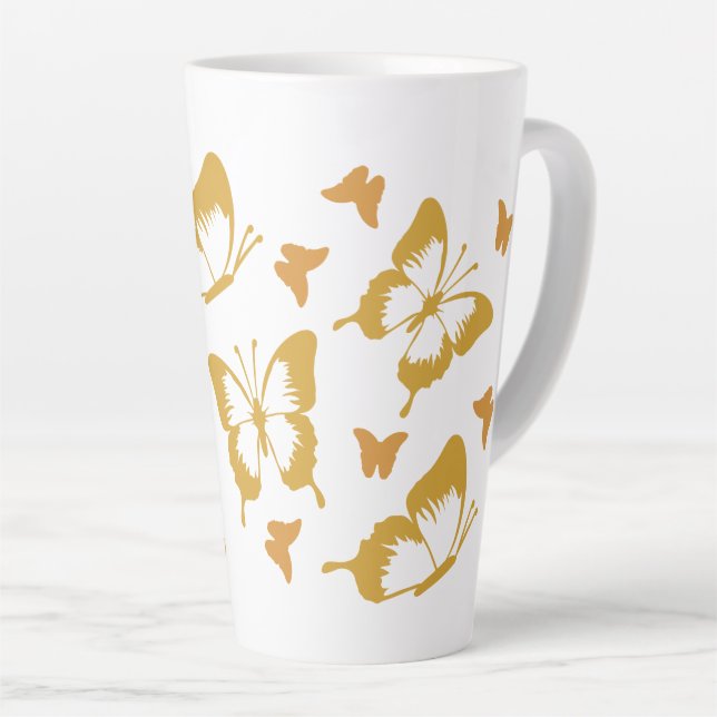 Elegant Gold Butterfly Designs Latte Mug (Right Angle)
