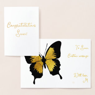 ELEGANT GOLD BUTTERFLY GOLDEN CONGRATULATIONS FOIL CARD