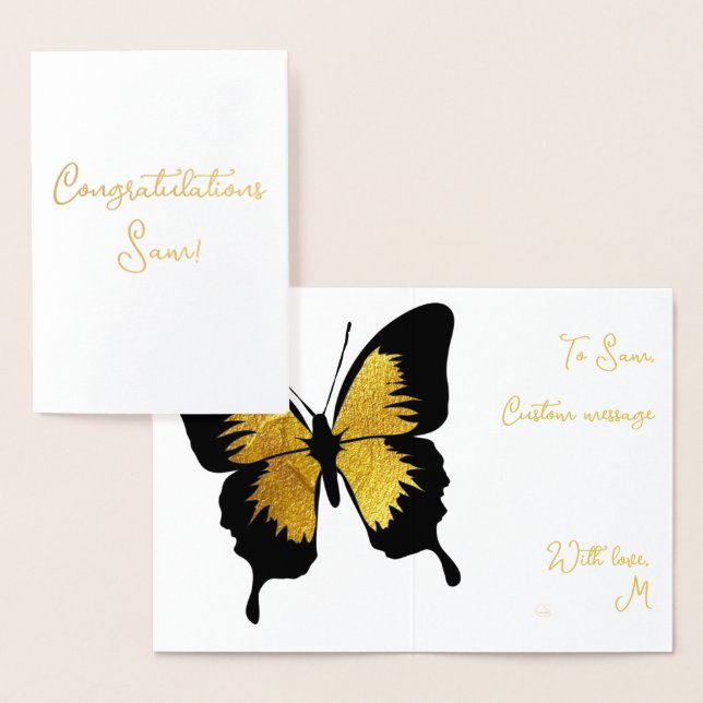 ELEGANT GOLD BUTTERFLY GOLDEN CONGRATULATIONS FOIL CARD (Display)