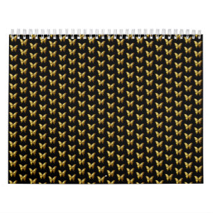 Elegant Gold Butterfly Pattern Calendar