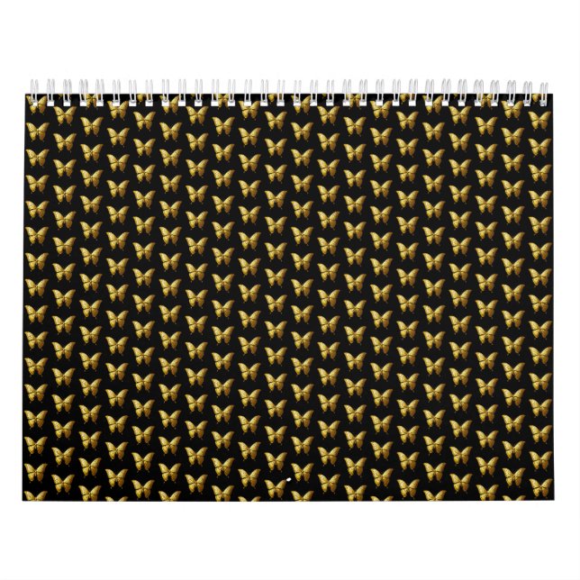 Elegant Gold Butterfly Pattern Calendar (Cover)