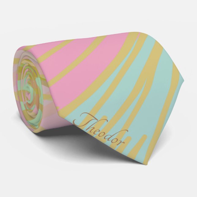 Elegant Gold Butterfly Pink Violet Background Tie (Rolled)