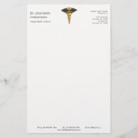 Elegant Gold Caduceus Black Wings Medical Classy