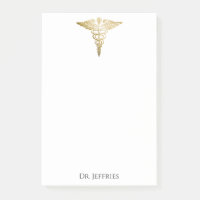 Elegant Gold Caduceus Doctor Monogram Name 4x6