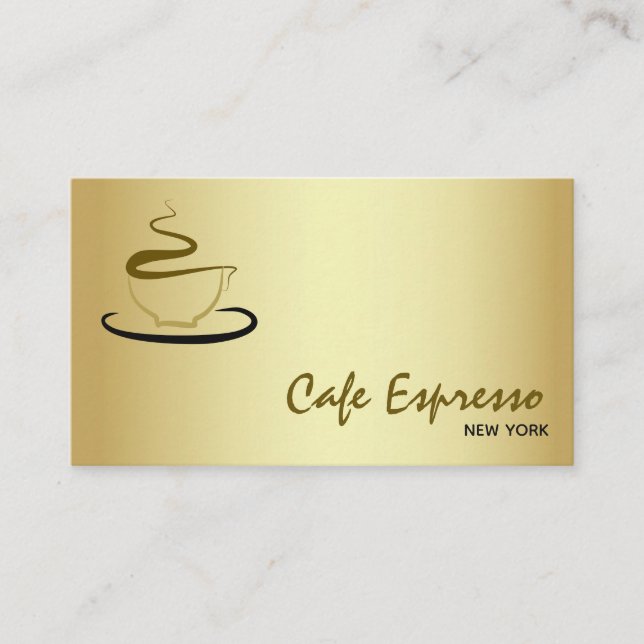Elegant Gold Cafe Business Card (Front)