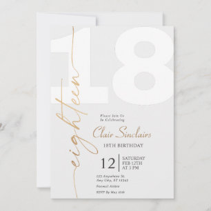 Elegant Gold Calligraphy 18th Birthday Party Invitation