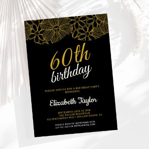 Elegant Gold Calligraphy 60th Birthday Invitation