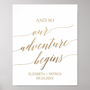 Elegant Gold Calligraphy Adventure Begins Sign