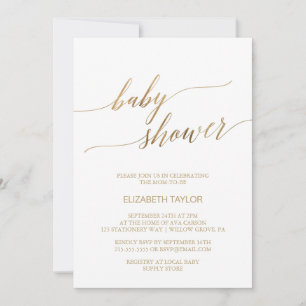 Elegant Gold Calligraphy Baby Shower Invitation