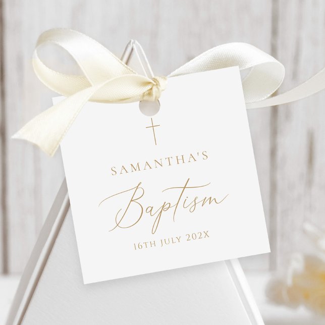 Elegant Gold Calligraphy Baptism Favour Tags (Creator Uploaded)