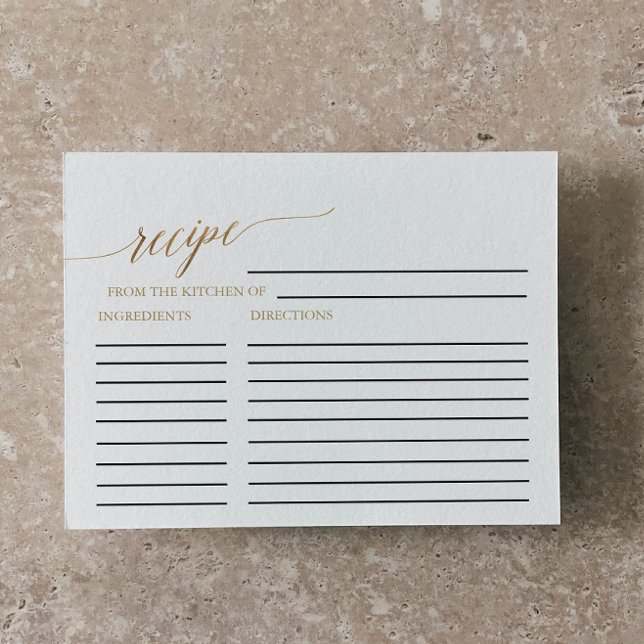 Elegant Gold Calligraphy Bridal Recipe Cards (Creator Uploaded)