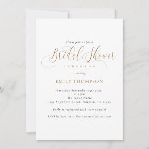 Elegant Gold Calligraphy Bridal Shower  Invitation
