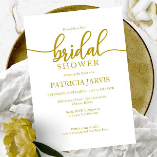 Elegant Gold Calligraphy Bridal Shower Invitation