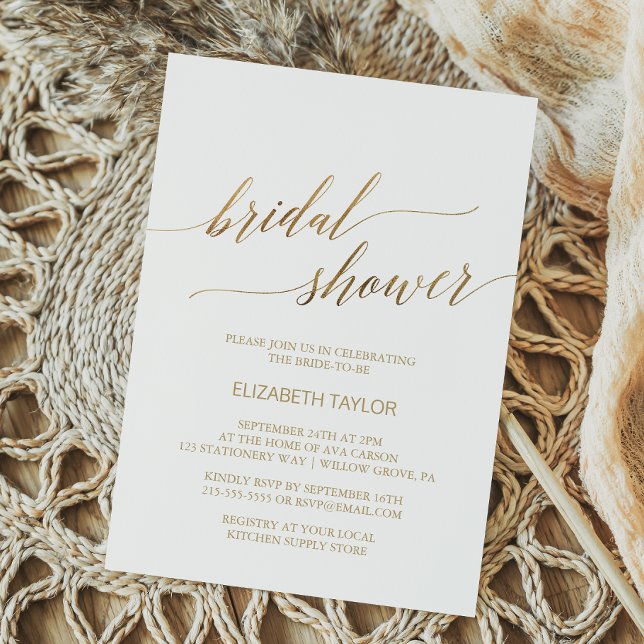 Elegant Gold Calligraphy Bridal Shower Invitation (Creator Uploaded)