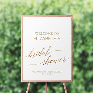 Elegant Gold Calligraphy Bridal Shower Welcome Poster