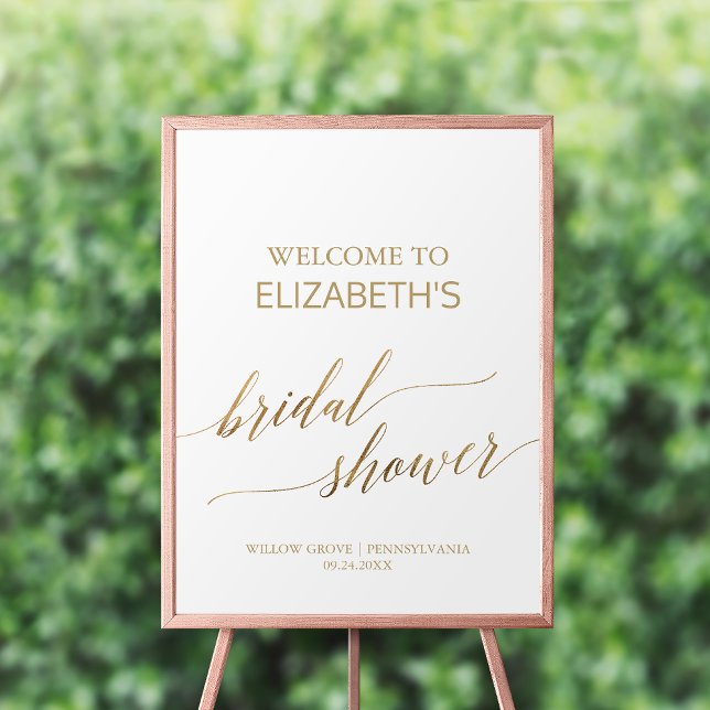 Elegant Gold Calligraphy Bridal Shower Welcome Poster (Creator Uploaded)