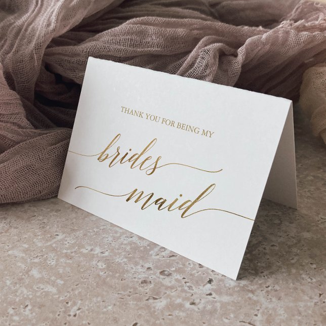 Elegant Gold Calligraphy Bridesmaid Thank You Card (Creator Uploaded)