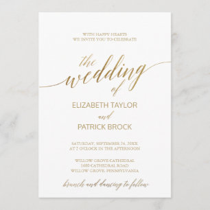 Elegant Gold Calligraphy Brunch The Wedding Of Invitation