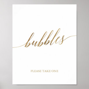 Elegant Gold Calligraphy Bubbles Sign