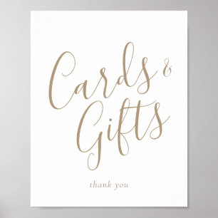 Elegant Gold Calligraphy Cards and Gifts Sign