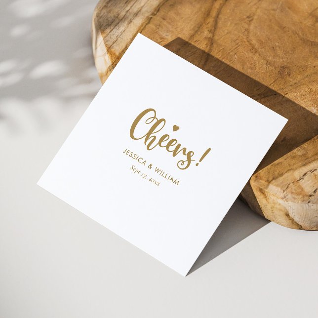 Elegant Gold Calligraphy Cheers Wedding Napkins (Elegant Gold Calligraphy Cheers Wedding Napkins)