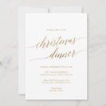 Elegant Gold Calligraphy Christmas Dinner Invitation<br><div class="desc">This elegant gold calligraphy Christmas dinner invitation card is perfect for a simple holiday event. The neutral design features a minimalist invitation decorated with romantic and whimsical faux gold foil typography.</div>